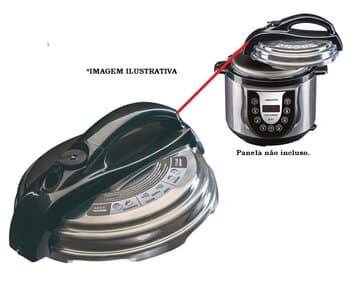 TAMPA DA PANELA DE PRESSĂO ELÉTRICA ELETRÔNICA 04LT INOX VENTISOL AGRATTO PE-01 PED-01 PE-02 PED-02 *SERVE NA MONDIAL PRATIC COOK 4L - foto 1 de 6
