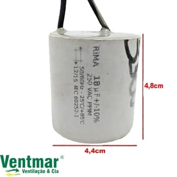 CAPACITOR 018,0UF 2FIOS RD 250VAC - CAPACITOR DE PARTIDA P/MOTORES ELETRICOS / P/PORTAO ELETRONICO