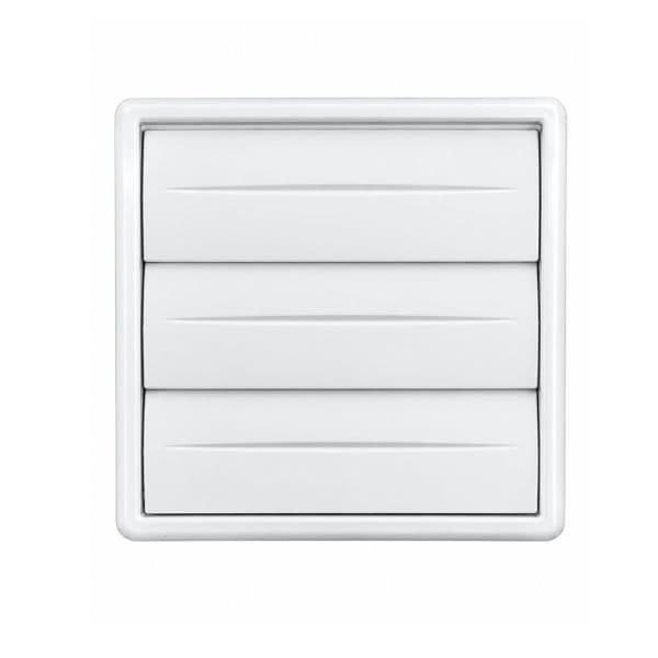GRADE VENEZIANA 10X10CM 04,0" GRELHA PVC 100MM QD C/ALETAS AUTOFECHANTE BRANCA P/VENTILAÇĂO DE SUPERFÍCIE S/TELA - ACABAMENTO EXT.11CM