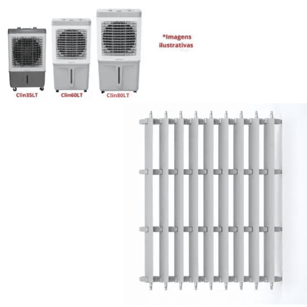 ALETAS VERTICAIS INTERNAS 10UN-KIT P/CLIMATIZADOR VENTISOL CLIN35LT CLIN60LT CLIN60 DUPLO CLIN80LT CINZA -*C/2-SUPORTES/2-FIXADORES OSC.LATERAIS
