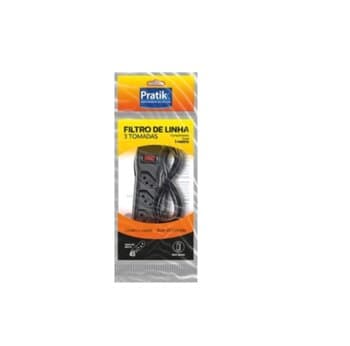 EXTENSăO FILTRO DE LINHA COM 3TOMADAS CABO PP 1,00MT 3X0,75MM 10A PRETO - FILTRO DE LINHA PRATIK 3 TOMADAS 3X0,75MM 10A CABO 1M PRETO