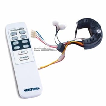 CONTROLE REMOTO P/VENTILADOR DE TETO VENTISOL 220V KIT CR0394 MÓDULO RECEPTOR + MÓDULO TRANSMISSOR + CAP.001,5UF