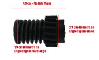 ENGRENAGEM COM ROSCA SEM FIM VENTILADOR LOREN SID - TODOS OSCILANTES ATUAIS MESA/COLUNA/PAREDE E ORBITAL 30/40/50/60CM - MEDIDA TOTAL 4,30MM