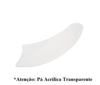 PÁ HÉLICE P/VENTILADOR DE TETO TRON - PLÁSTICA CRISTAL FACĂO *VENDIDA P/UNIDADE - AURA BÚZIOS MAX/MAX SL MAX LED CLEAN CHANCELER - ORIGINAL TRANSPARE