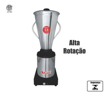 LIQUIDIFICADOR INDUSTRIAL 03,5LT ALTA ROTAÇĂO VITALEX 110V-CONSUMO 1200W-POTĘNCIA - 22000RPM - COPO VITA INOX - LI-03,5/127V (OCP-005 ABNT)