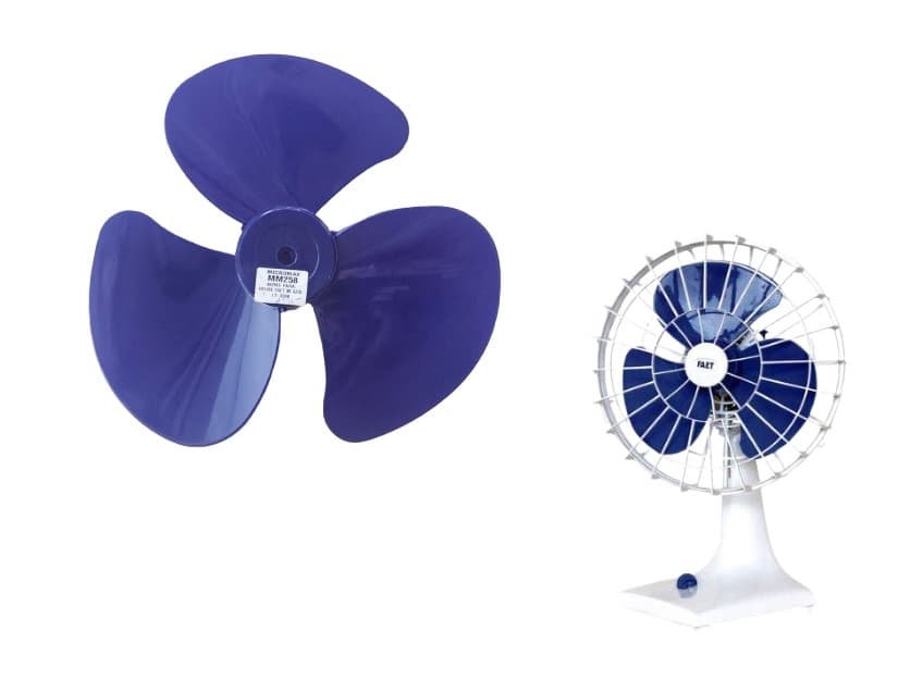 HELICE P/VENTILADOR FAET/MONDIAL 30CM 3PAS CANO CURTO AZUL - E-08,0MM PONTA MEIA LUA - foto 1 de 4