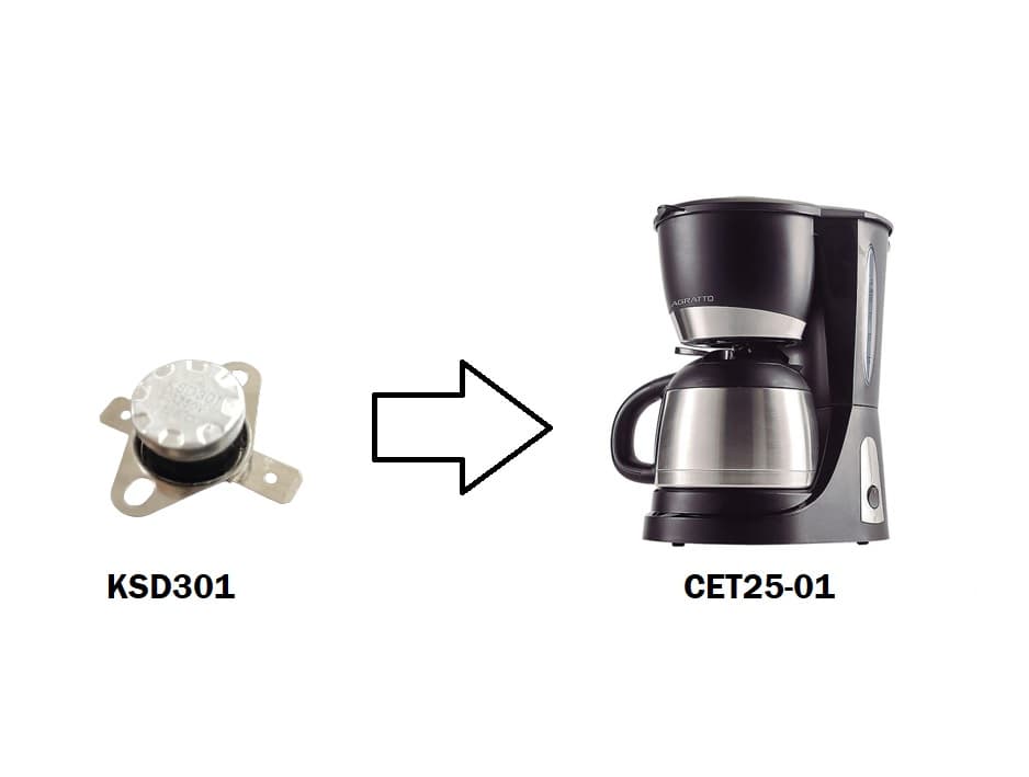 TERMO FUSIVEL CAFETEIRA VENTISOL AGRATTO 127V CET25-01 - KSD301 10A-250V 125C - foto 1 de 4