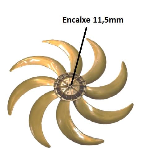 HÉLICE DE 60CM P/VENTILADOR DÔMINA 8PÁS E-11,5MM COR DOURADA - OCTUPUS 60CM - PONTA REDONDA C/TRAVA TRASEIRA - foto 1 de 2