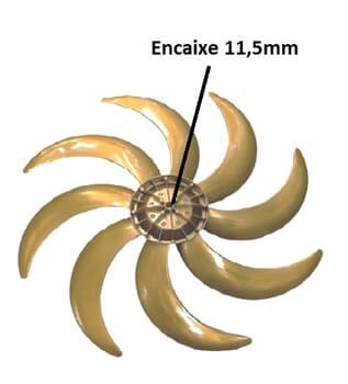 HÉLICE DE 60CM P/VENTILADOR DÔMINA 8PÁS E-11,5MM COR DOURADA - OCTUPUS 60CM - PONTA REDONDA C/TRAVA TRASEIRA