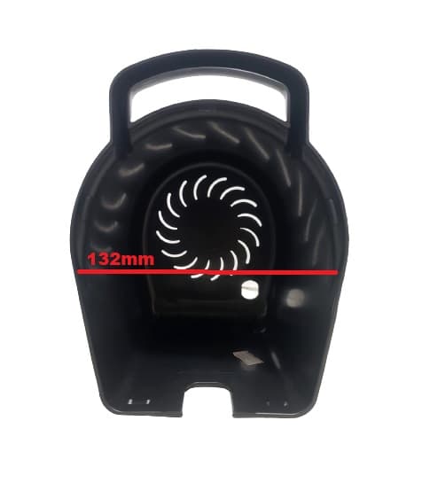 CAPACETE DO MOTOR DO VENTILADOR TRON 50/60 ABERTURA 132MM C/ALÇA - CARCAÇA OSCILANTE MONOVOLT PAREDE PRETO N.O. COMPRIMENTO MAIOR/LARGURA MENOR - foto 1 de 3