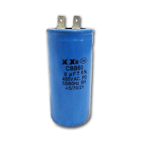 CAPACITOR 008,0UF 2T RD 450VAC - P/CLIMATIZADOR MEGA BRISA MB70 220V - C/2-TERMINAL CONECTORES F. FASTON 4 UTILIZA-SE EM CLIMATIZADOR MEGA BRISA MB7 - foto 1 de 1