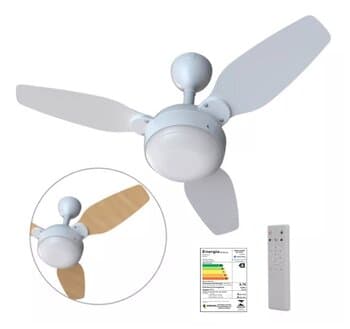 VENTILADOR DE TETO VENTISOL LEGACY INVERTER LED20W BIV110V-220V30W 3PÁS MD BRANCA-PINUS CONTROLE REMOTO 6-VELOCIDADES