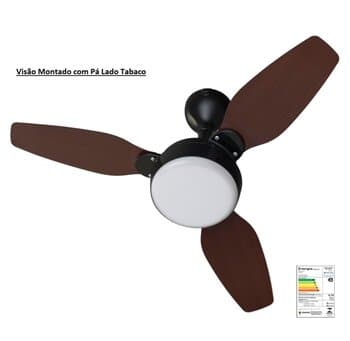 VENTILADOR DE TETO VENTISOL LEGACY INVERTER LED20W BIV110V-220V30W 3PÁS MD PRETA-TABACO CONTROLE REMOTO 6-VELOCIDADES