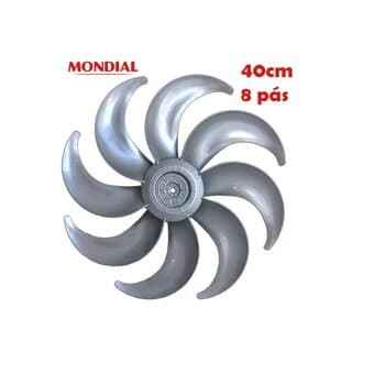 HELICE DE 40CM P/VENTILADOR MONDIAL 8P CINZA - E-08,0MM - SUPER TURBO FORCE 8 NVT-40-8P VTX-40 PARA: 8892-01