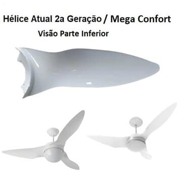 PÁ HÉLICE P/VENTILADOR DE TETO ALISEU TERRAL2 ATUAL - PLÁSTICA BRANCA - ALISEU MEGA CONFORT - *VENDIDA P/UNIDADE