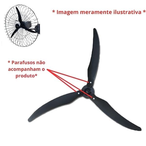 HÉLICE DE 100CM P/VENTILADOR DE 1-METRO VENTISOL - KIT C/4-ITENS 1-CUBO/CENTRO+3PÁS - FURO-16,0MM - HELICE VENTILADOR DE PAREDE