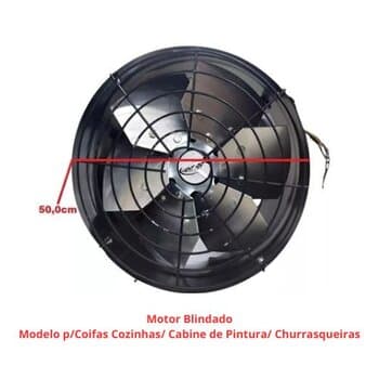 EXAUSTOR DE 50CM VENT AIR BLINDADO BIV640W BAIXA ROTAÇĂO-1650RPM ALTA Vazăo-08400M3/H - SERVIÇO PESADO P/CHURRASQUEIRA COIFA CABINE DE PINTURA - INDUS
