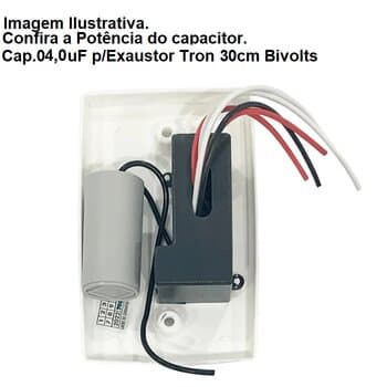 CHAVE P/EXAUSTOR TRON 30CM BIV C/CAP-04,0UF-250/450VAC - 1-TECLA LD + 1-TECLA REVERSĂO C/ESPELHO 4X2 BRANCO