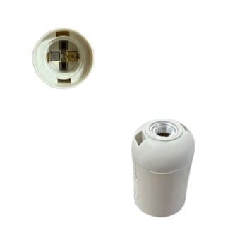 SOQUETE PLASTICO P/VENTILADOR DE TETO - E27 CORPO LISO C/PORCA METAL P/NIPEL P/GLOBO PERA LUMINÁRIA EM GERAL