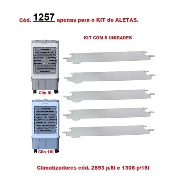 Aletas Horizontais 05UN-Soltas P/Climatizador Ventisol CLIN08LT CLIN16LT CINZA -*Apenas Aletas SEM/Suportes Fixadores Laterais - Regula Saída de Ar - foto 1 de 3