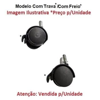 Roda 039mm RODIZIO P/CLIMATIZADOR MEGA BRISA MB70 MC70 MC60 -*Vendida p/Unidade- Giratória 60mm Sem Freio