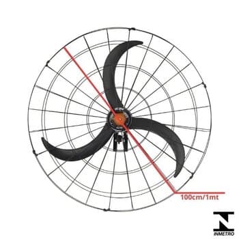 Ventilador de Parede 100cm GOAR Fixo p/Aviário 1-Metro MF-220Volts 1/2-CV 1.130RPM Vazao 19.800M3/H 55DB Chave Liga/Desliga G/MT - V100NFM Industrial