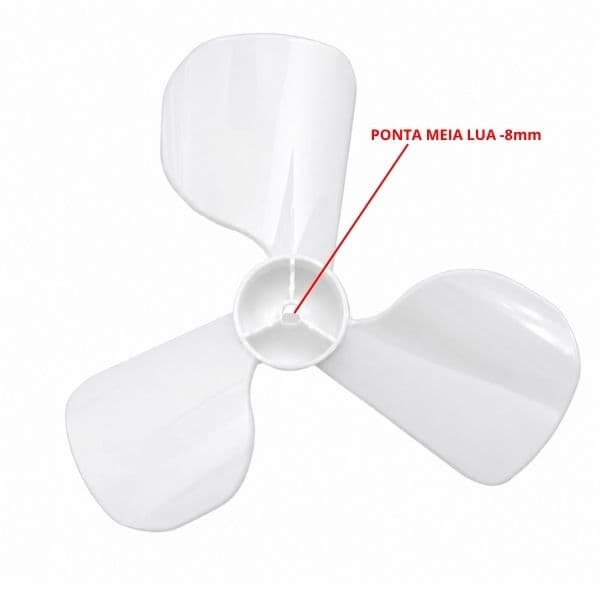 HELICE DE 19CM P/VENTILADOR VENTI-DELTA TURBI 30CM 3PAS BRANCO - EIXO-8,0MM PML - C/PORCA N/PONTA - foto 1 de 2