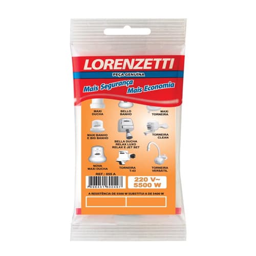 RESISTENCIA CHUVEIRO LORENZETTI 220V 5500W 055A 3 TEMPERATURAS MAXI DUCHA BELLO BANHO MAXI TORNEIRA MAXI BANHO BIG BANHO, ETC... - foto 1 de 2